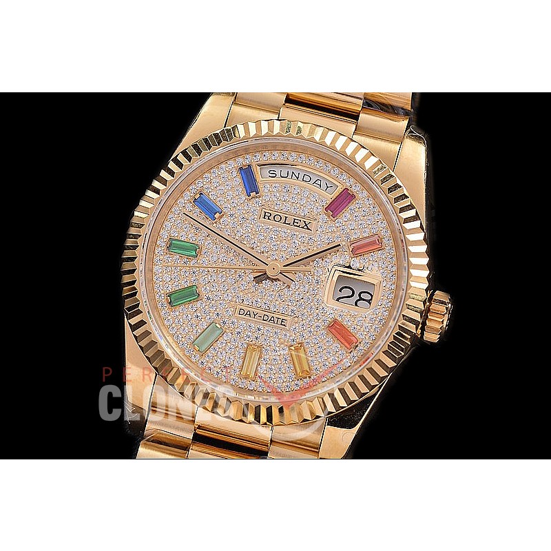 R40DDR00409 228345RBR RG/RG Fluted Bez Rose Gold Rainbow Glazier Asian Clone 2836