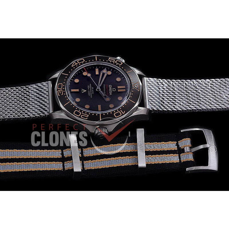 0 0 0 OM300M-0007A GF Seamaster Diver 007 Limited Edition 300M TI/ME Black Asian 2824 Mod 8806 - Bundle with Nato Strap 