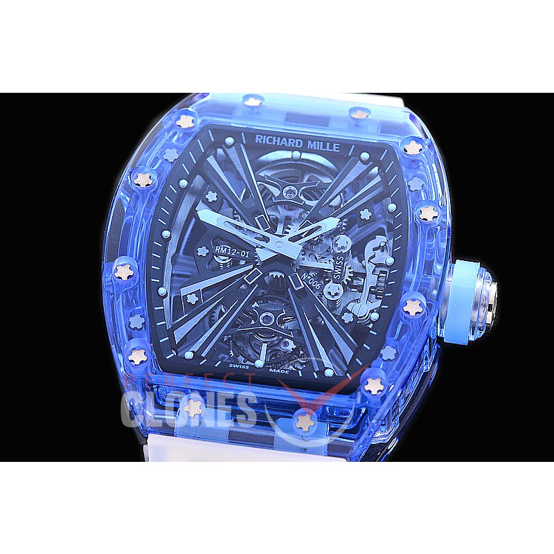 0 0 0 0 0 0 0 RM012-01-002A RM012-01 Sapphire Tourbillon Blue Sapphire/RU Black Skeleton Asian Seagull Tourbillon 