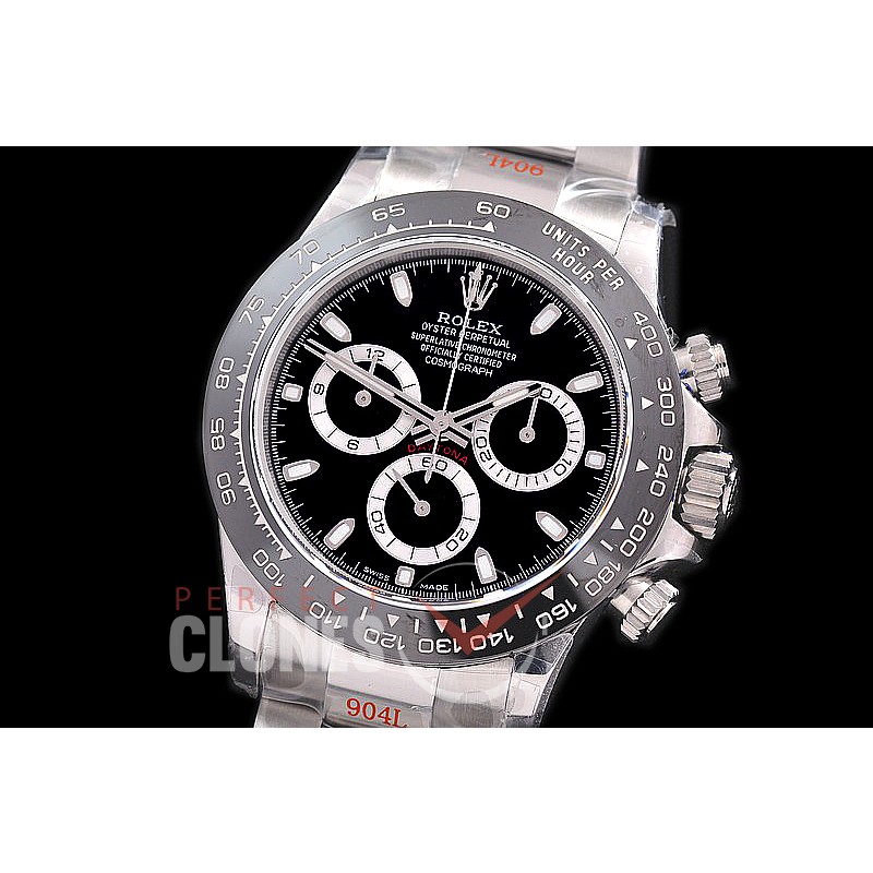 0 0 0 RLDS-4130-852 QF V3 904L Steel Daytona 116500 SS/CER/SS Black Sticks 4130 Superclone - 72 Hours Power Reserve Movement 