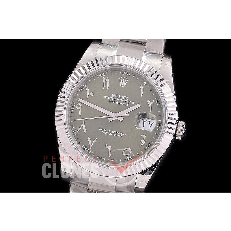 R41DJS-3235-196 BP 126334 Datejust 41mm SS/SS Fluted/Oyster Olive Green Arabic VR 3235 
