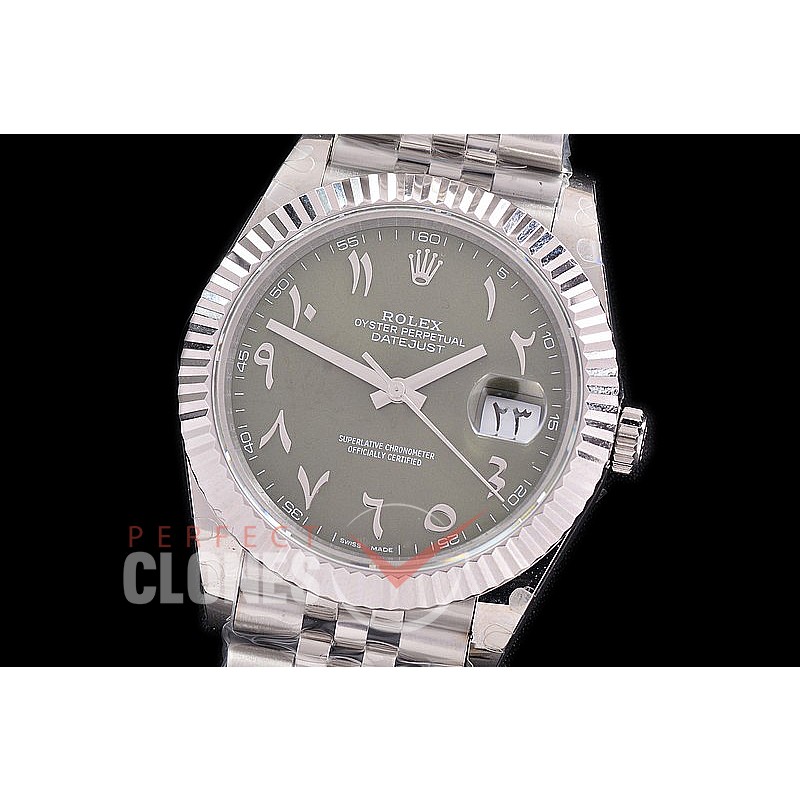 R41DJS-3235-146 BP 126334 Datejust 41mm SS/SS Fluted/Jubilee Olive Green Arabic VR 3235 