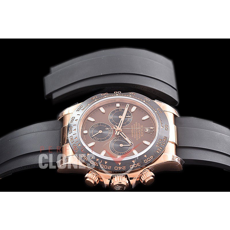 0 0 0 RLDFR-4130-856R QF V3 904L Steel Daytona 116515LN RG/CER/RU Brown Sticks 4130 Superclone - 72 Hours Power Reserve Movement 