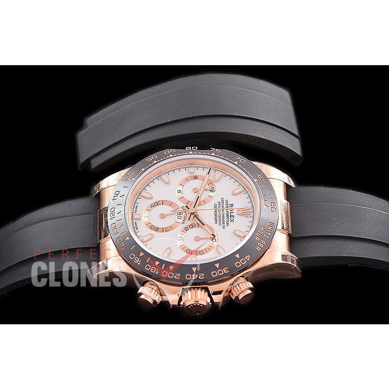 0 0 0 RLDFR-4130-851R QF V3 904L Steel Daytona 116515LN RG/CER/RU White Sticks 4130 Superclone - 72 Hours Power Reserve Movement 