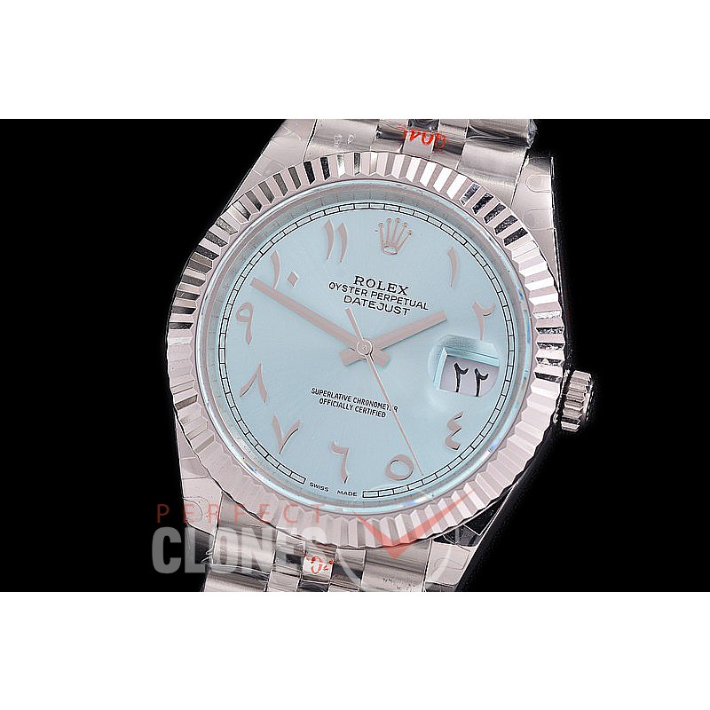 0 0 0 0 0 R41DJS-3235-247 GMF 904L Steel Datejust 41mm 126334 SS/SS Fluted/Jubilee Ice Blue Arabic Numeral VR 3235 