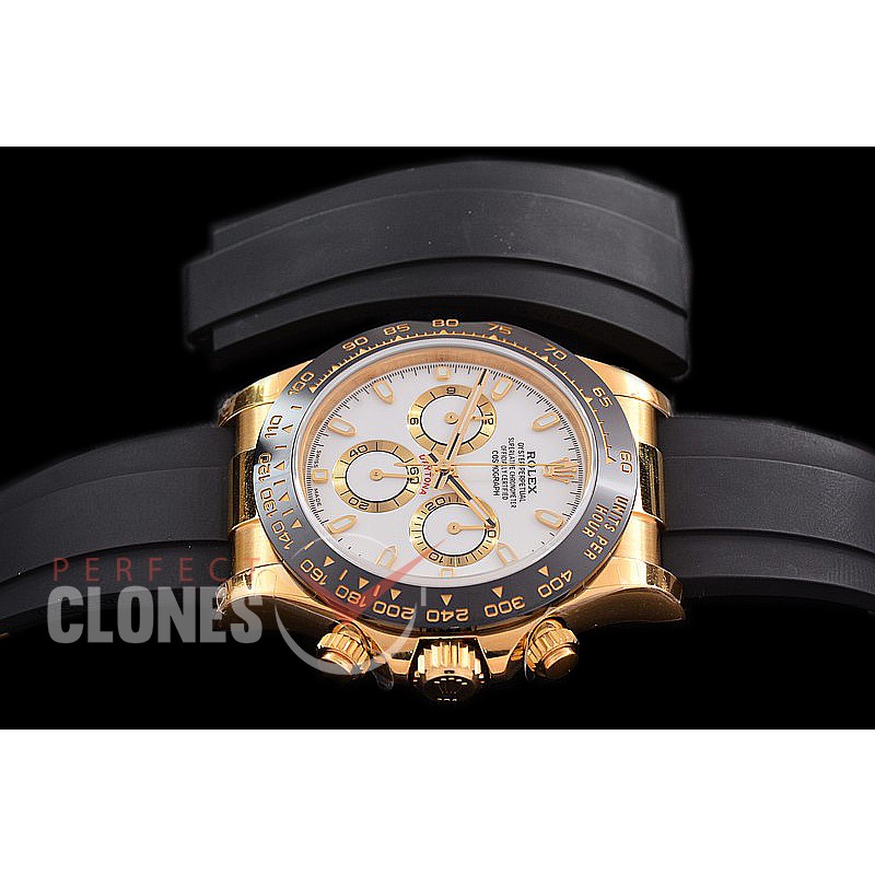 0 0 0 RLDF-4130-851R QF V3 904L Steel Daytona 116518LN YG/CER/RU White Sticks 4130 Superclone - 72 Hours Power Reserve Movement 