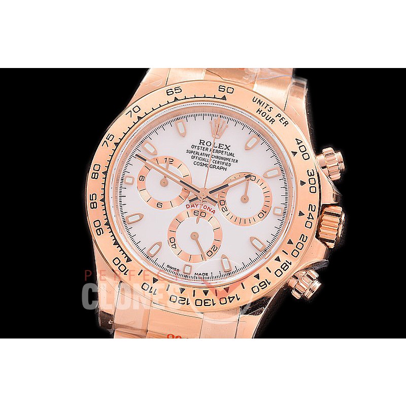 0 0 0 RLDFR-4130-841 QF V3 904L Steel Daytona 116505 RG/RG White Sticks 4130 Superclone - 72 Hours Power Reserve Movement 