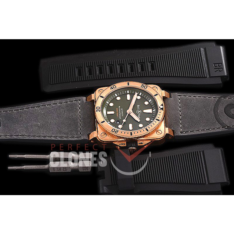 0 0 0 0 0 0 0 BR03-92-043 ANF/OXF BR03-92 Bronzo Diver BR/LE Khaki Military Green Miyota 9015 - Bundle Rubber Strap / Toolkit 