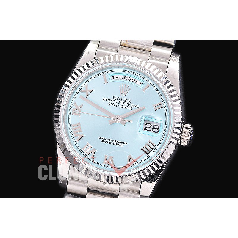 R36DDS-126 BP 128239 2022 DayDate SS/SS Fluted/President Ice Blue Roman A-2836