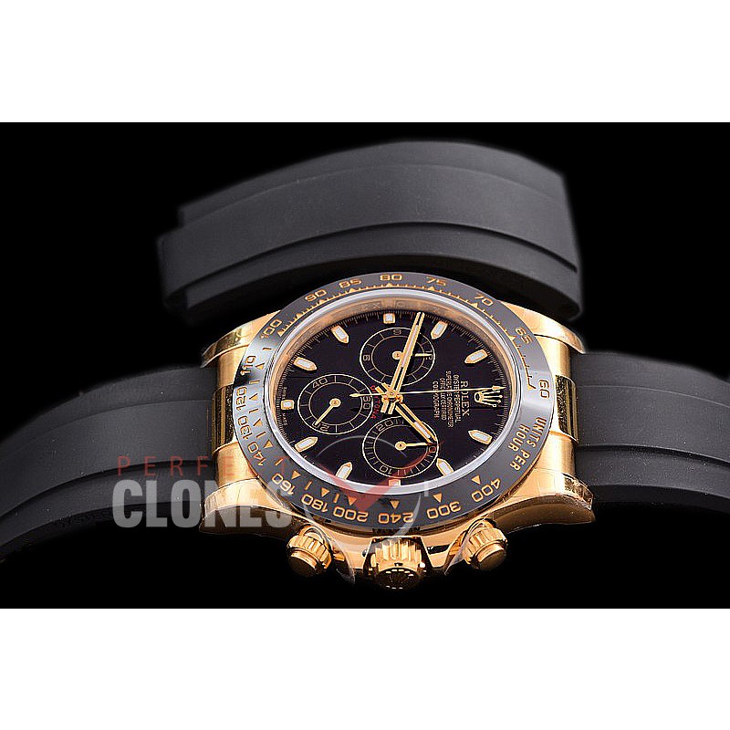 0 0 0 RLDF-4130-852R QF V3 904L Steel Daytona 116518LN YG/CER/RU Black Sticks 4130 Superclone - 72 Hours Power Reserve Movement 