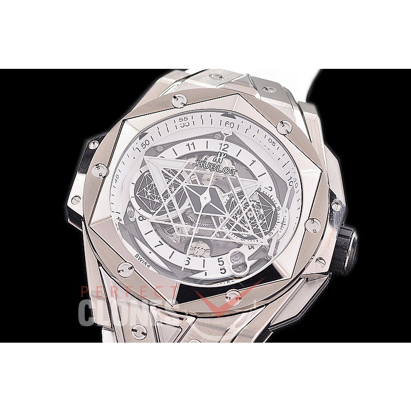 HB-SB2-101 BBF Big Bang Sang Bleu II 45mm Chronograph TI/RU White A-7750 Modified