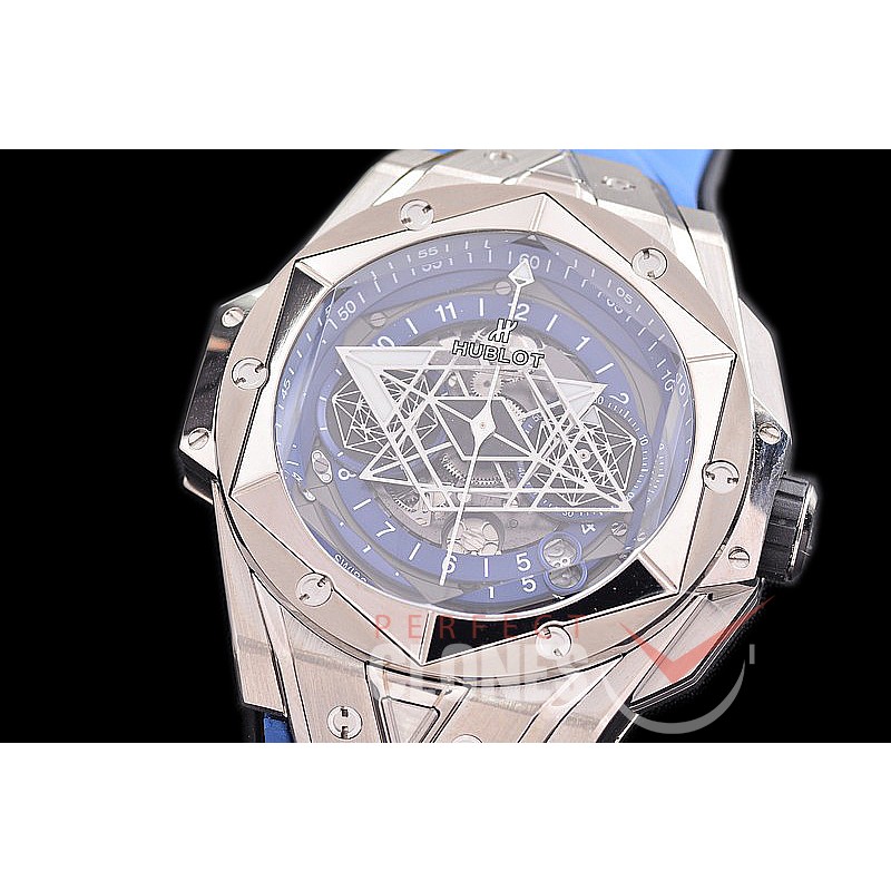 HB-SB2-103 BBF Big Bang Sang Bleu II 45mm Chronograph TI/LE Blue A-7750 Modified