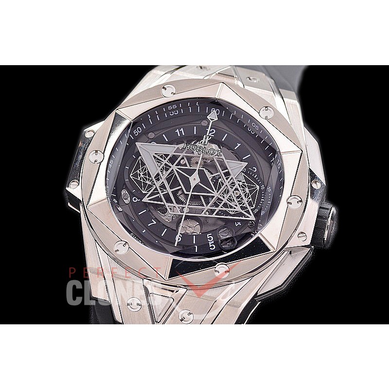 HB-SB2-102 BBF Big Bang Sang Bleu II 45mm Chronograph TI/RU Black A-7750 Modified