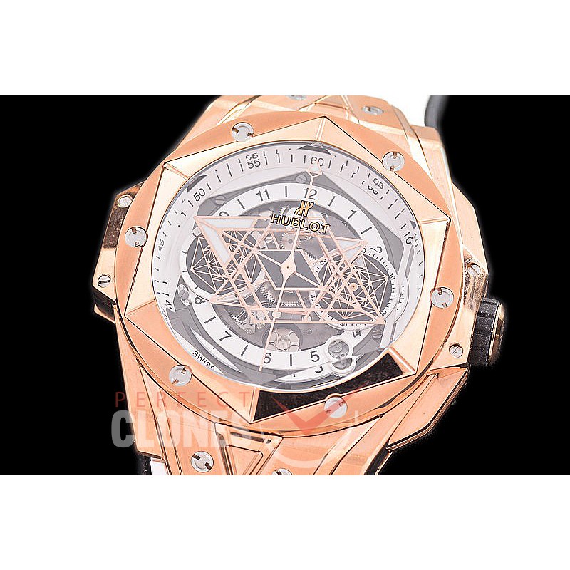 HB-SB2-111 BBF Big Bang Sang Bleu II 45mm Chronograph RG/RU White A-7750 Modified 