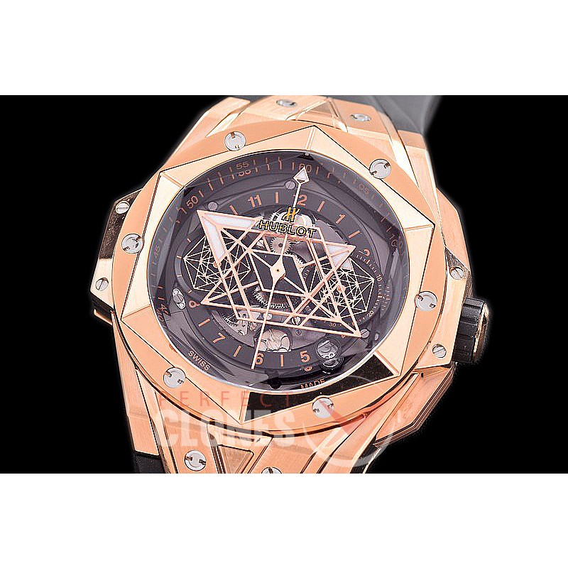 HB-SB2-112 BBF Big Bang Sang Bleu II 45mm Chronograph RG/RU Black A-7750 Modified 