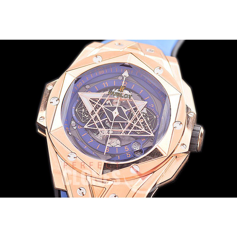 HB-SB2-113 BBF Big Bang Sang Bleu II 45mm Chronograph RG/RU Blue A-7750 Modified 