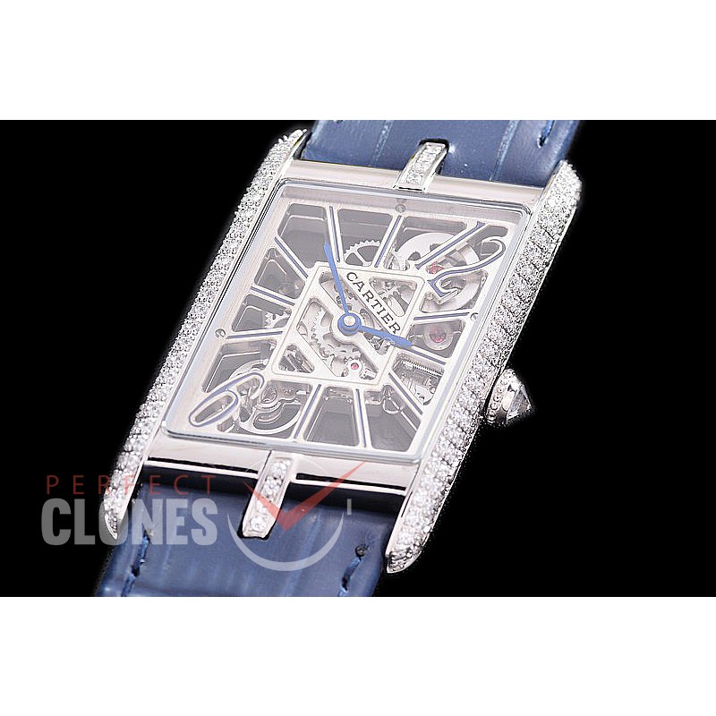 CARTSY-101D TWF Cartier Tank Asymétrique SS/Diam/LE Skeleton Swiss Ronda Quartz