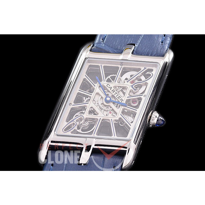 CARTSY-101 TWF Cartier Tank Asymétrique SS/LE Skeleton Swiss Ronda Quartz 