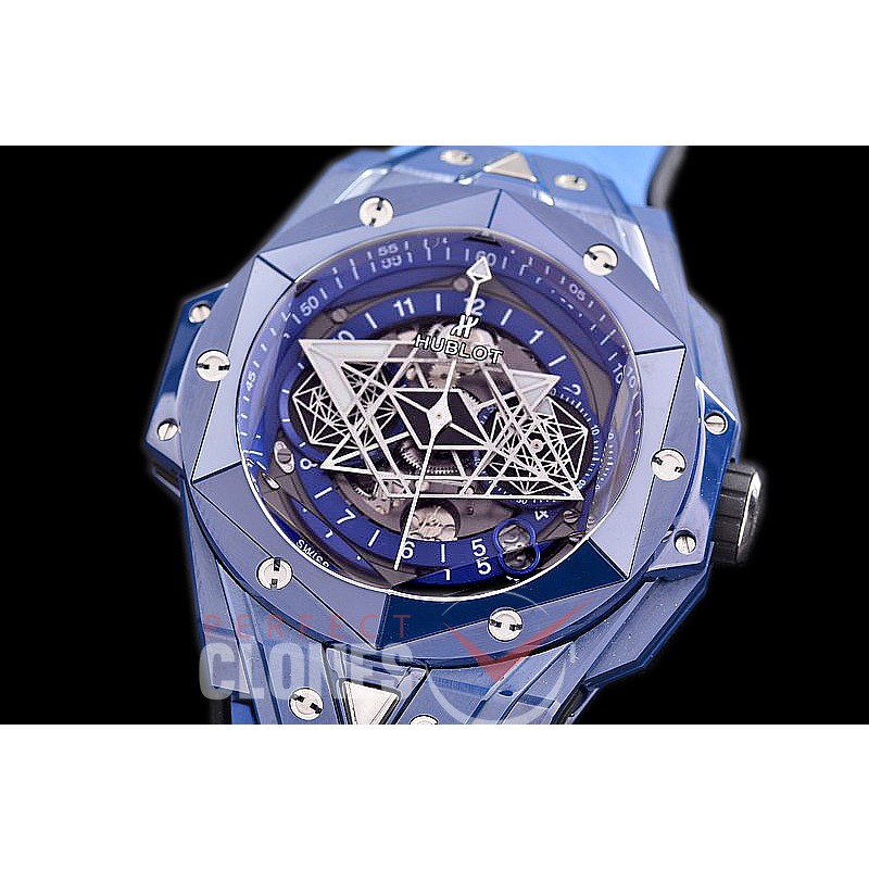 HB-SB2-123 BBF Big Bang Sang Bleu II 45mm Chronograph CER/RU Blue A-7750 Modified