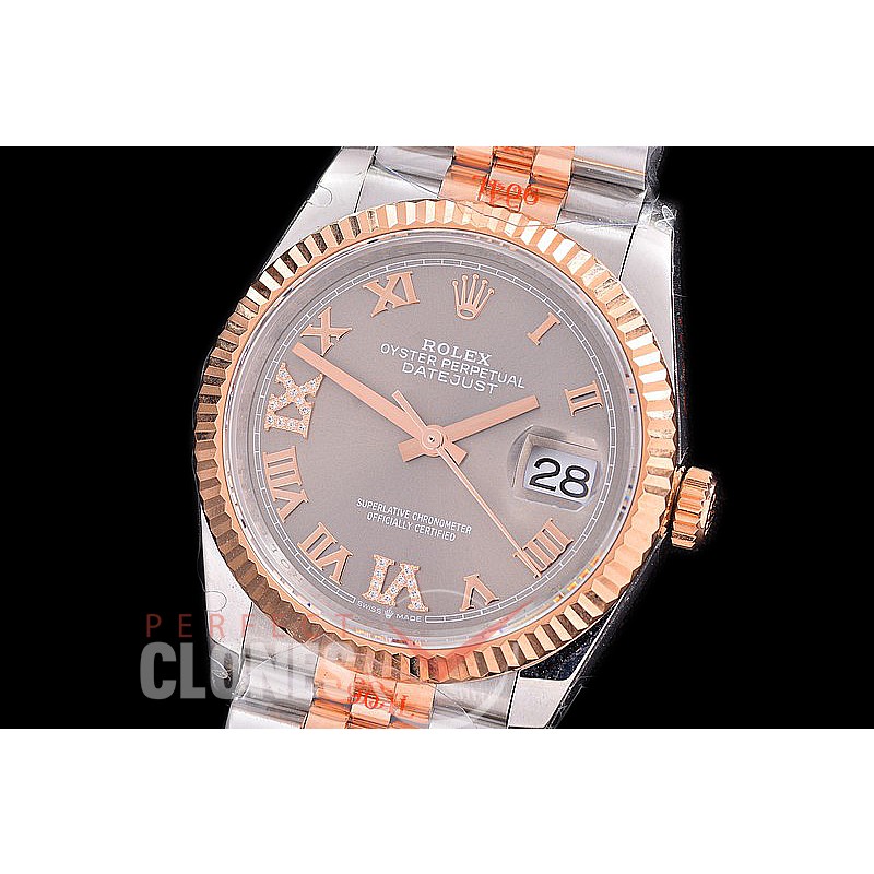 R36DJTR-3235-227 GMF 126231 SS/RG Fluted/Jubilee Dark Rhodium Gold Roman-Diam VR 3235 904L Steel / Extra Weighted Casework / Bracelet 