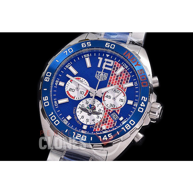 0 TGF1-00813A Indy 500 Indianapolis Speedway Special Ed Chronograph SS/SS Blue OS 20 Qtz