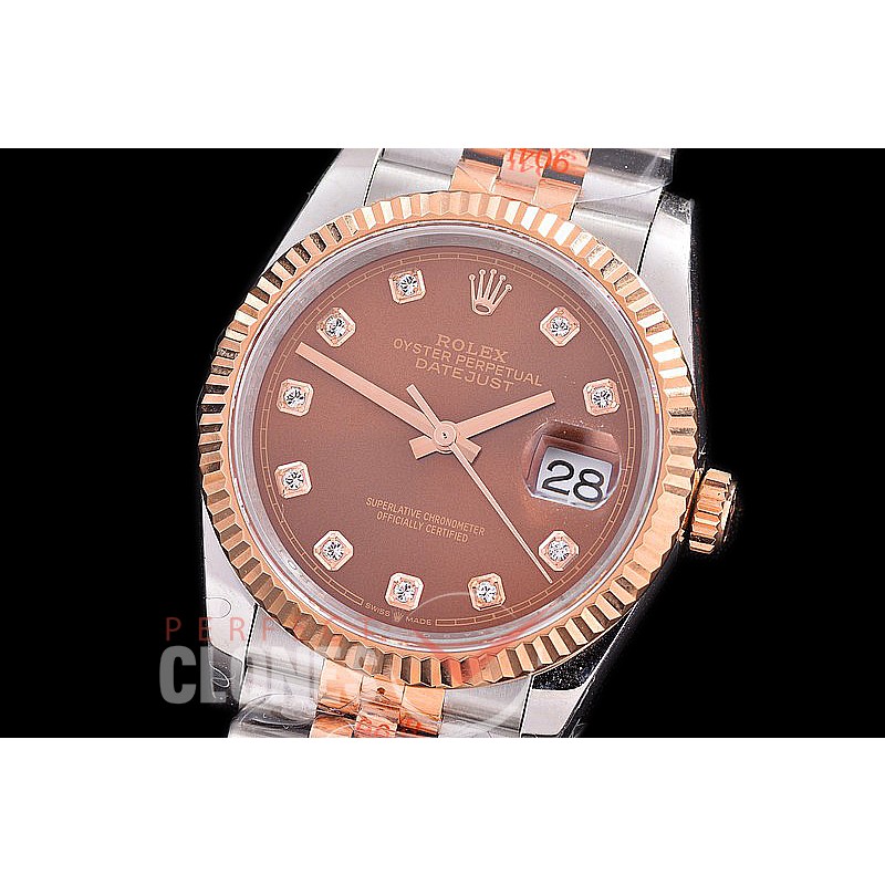 R36DJTR-3235-217 GMF 126231 SS/RG Fluted/Jubilee Brown Diamonds VR 3235 904L Steel / Extra Weighted Casework / Bracelet 