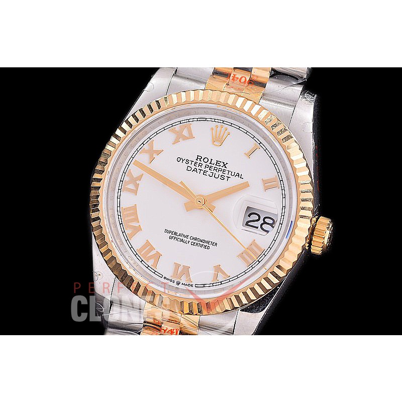 R36DJT-3235-221 GMF 126233 SS/YG Fluted/Jubilee White Roman VR 3235 904L Steel / Extra Weighted Casework / Bracelet 