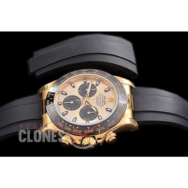 0 0 0 RLDF-4130-855R QF V3 904L Steel Daytona 116518LN YG/CER/RU Sunset Gold Sticks 4130 Superclone - 72 Hours Power Reserve Movement 