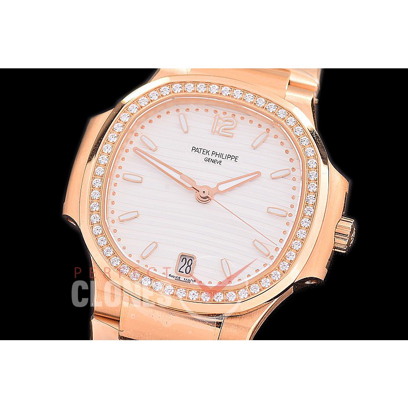 PP-7118-011D 3KF Nautilus Ladies 7118 RG/RG White Asian Clone Calibre 324SC