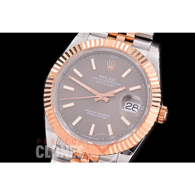 R41DJTR-3235-303 GMF 126331 SS/RG Fluted/Jubilee Dark Rhodium Grey Sticks VR 3235 904L Steel / Extra Weighted Casework