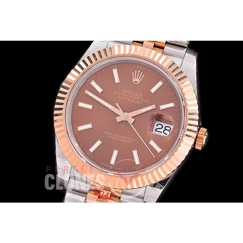 R41DJTR-3235-306 GMF 126331 SS/RG Fluted/Jubilee Brown Sticks VR 3235 904L Steel / Extra Weighted Casework