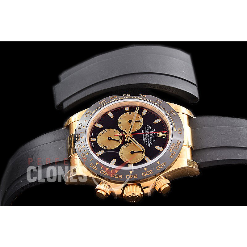 0 0 0 RLDF-4130-853R QF V3 904L Steel Daytona 116518LN YG/CER/RU Black Sticks 4130 Superclone - 72 Hours Power Reserve Movement 