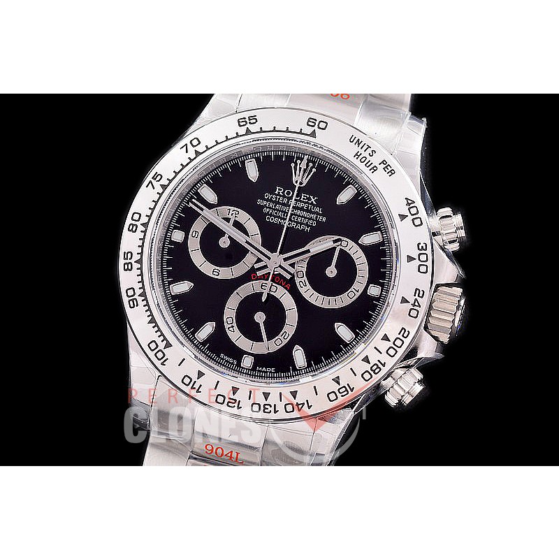 0 0 0 RLDS-4130-842 QF V3 904L Steel Daytona 116520 SS/SS Black Sticks 4130 Superclone - 72 Hours Power Reserve Movement 