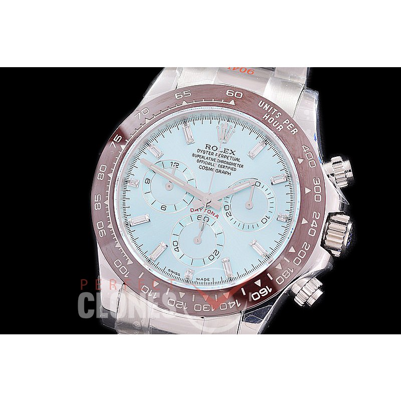 0 0 0 RLDS-4130-862 QF V3 904L Steel Daytona 116506BLDO 50 SS/CER/SS Ice Blue Baguette 4130 Superclone - 72 Hours Power Reserve Movement 