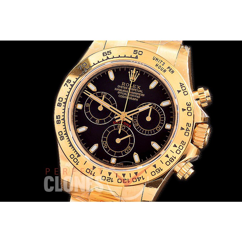 0 0 0 RLDF-4130-842 QF V3 904L Steel Daytona 116508 YG/YG Black Sticks 4130 Superclone - 72 Hours Power Reserve Movement 