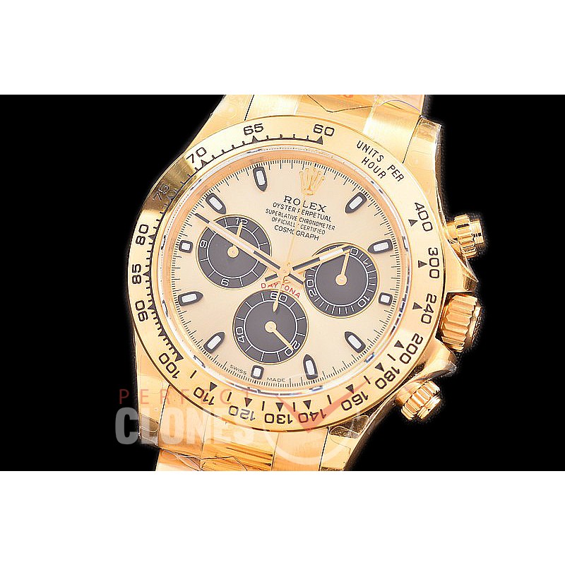 0 0 0 RLDF-4130-845 QF V3 904L Steel Daytona 116508 YG/YG Gold Sticks 4130 Superclone - 72 Hours Power Reserve Movement 