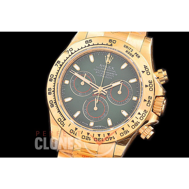 0 0 0 RLDF-4130-846 QF V3 904L Steel Daytona 116508 YG/YG 50th Anniversary Green Sticks 4130 Superclone - 72 Hours Power Reserve Movement 