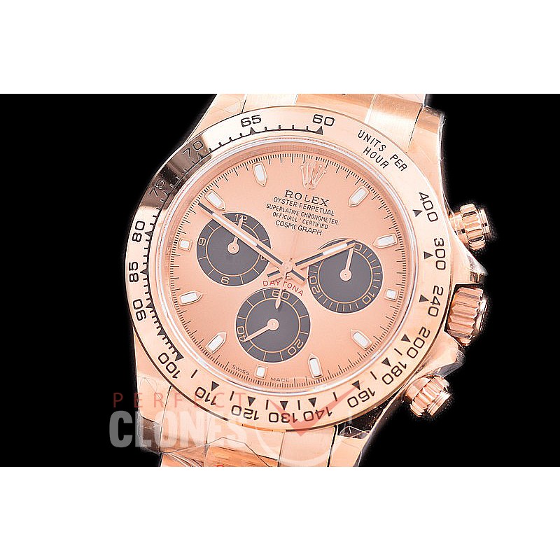 0 0 0 RLDFR-4130-845 QF V3 904L Steel Daytona 116505 RG/RG Rose Gold Sticks 4130 Superclone - 72 Hours Power Reserve Movement 