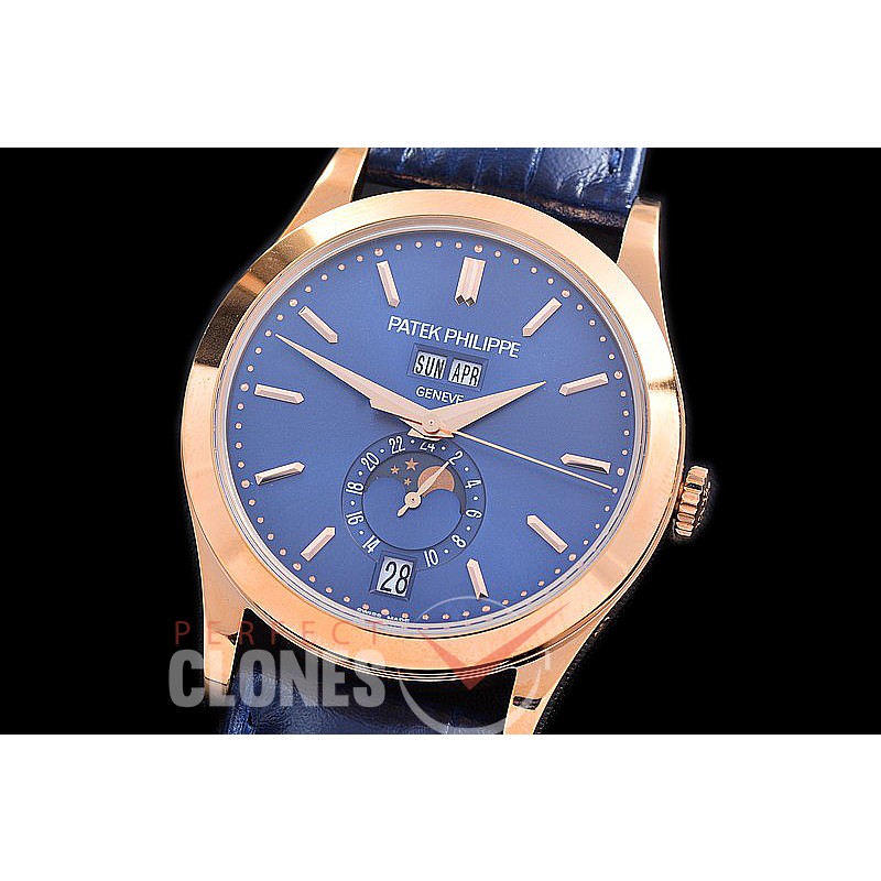 PP-5396-033L PPF Complications 5396 Annual Calender RG/LE Blue Miyota 9100 Mod to Calibre 324 