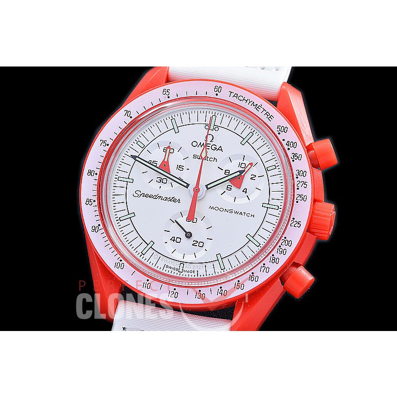 OMSPSW-102 Omega × Swatch Speedmaster MoonSwatch / Mission to Mars CER/NY Red/White Japanese OS Quartz