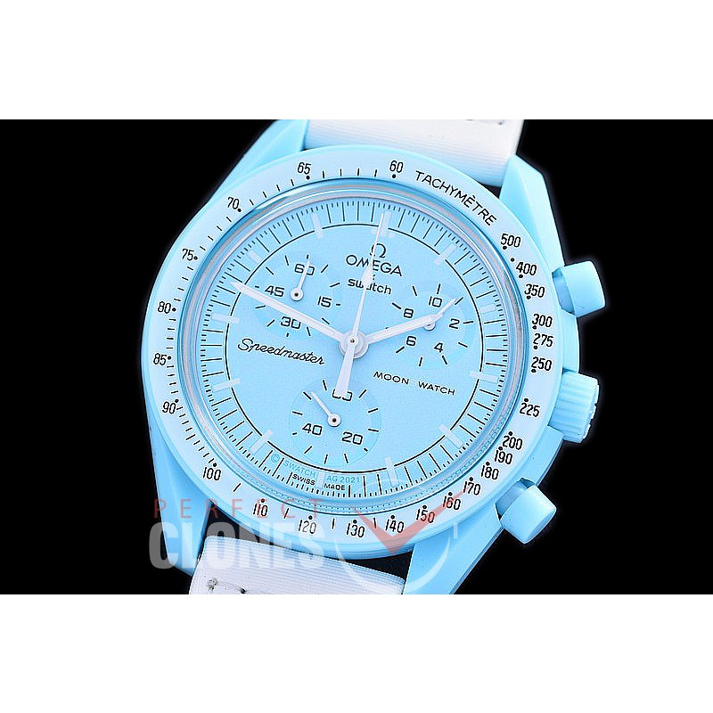 OMSPSW-104 Omega × Swatch Speedmaster MoonSwatch / Mission to Uranus CER/NY Light Blue/Light Blue Japanese OS Quartz