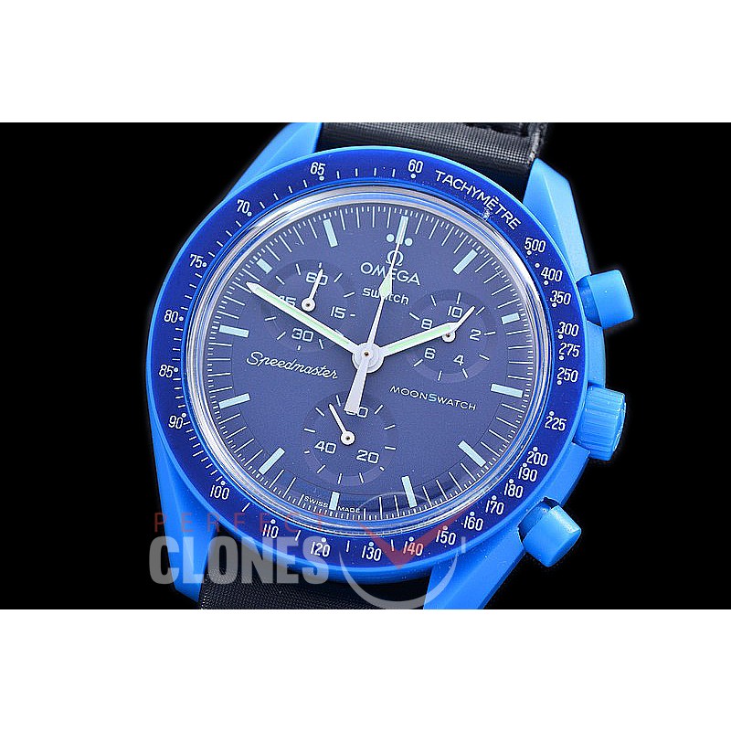 OMSPSW-105 Omega × Swatch Speedmaster MoonSwatch / Mission to Neptune CER/NY Blue/Blue Japanese OS Quartz