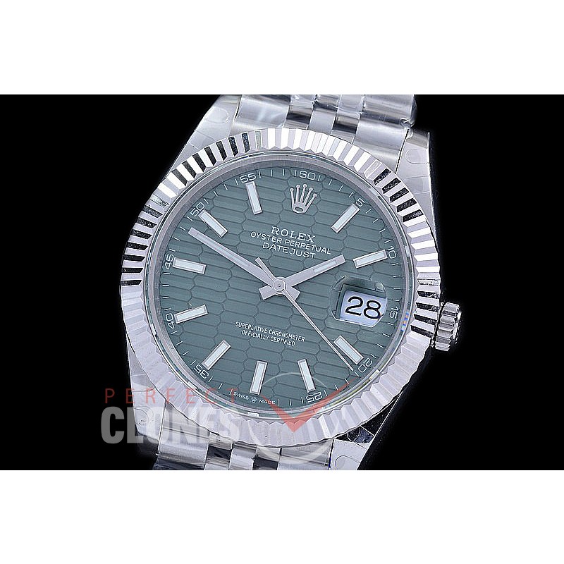 R41DJS-3235-109 BP 126334 Datejust 41mm SS/SS Fluted/Oyster Green Fluted Sticks VR 3235 