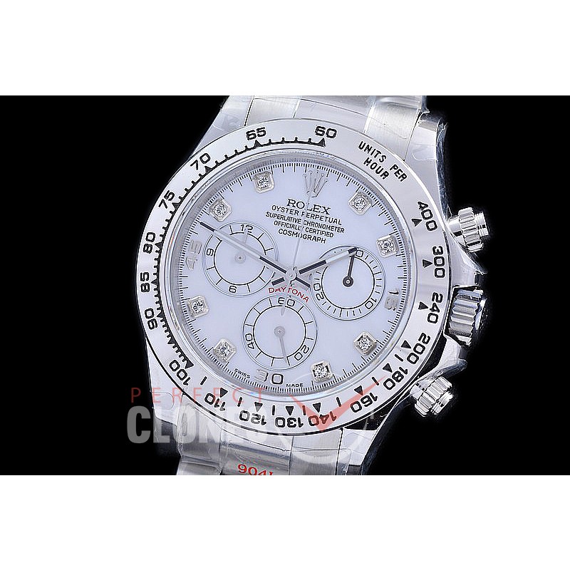 RLDS-4130-871 QF 904L Steel Daytona 116509 SS/SS White Diamonds 4130 Superclone