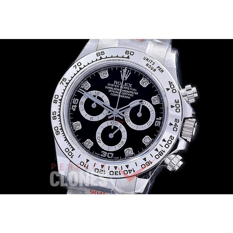 RLDS-4130-872 QF 904L Steel Daytona 116509 SS/SS Black Diamonds 4130 Superclone