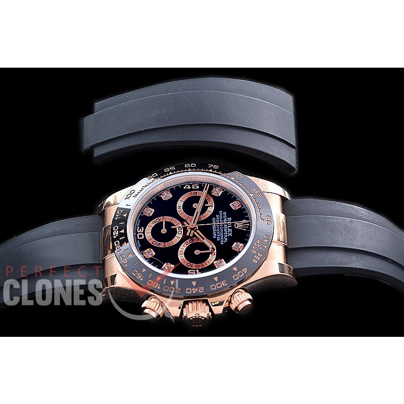 0 0 0 RLDFR-4130-872R QF 904L Steel Daytona 116515LN RG/CER/RU Black Diamonds 4130 Superclone