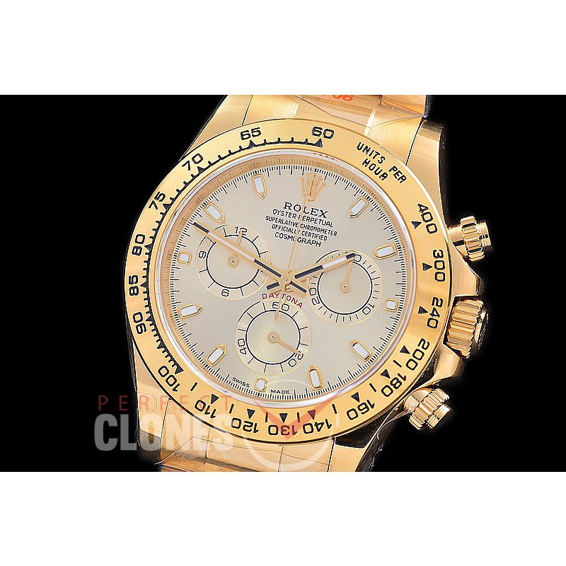 0 0 0 RLDF-4130-840 QF V3 904L Steel Daytona 116508 YG/YG Silver Sticks 4130 Superclone - 72 Hours Power Reserve Movement 