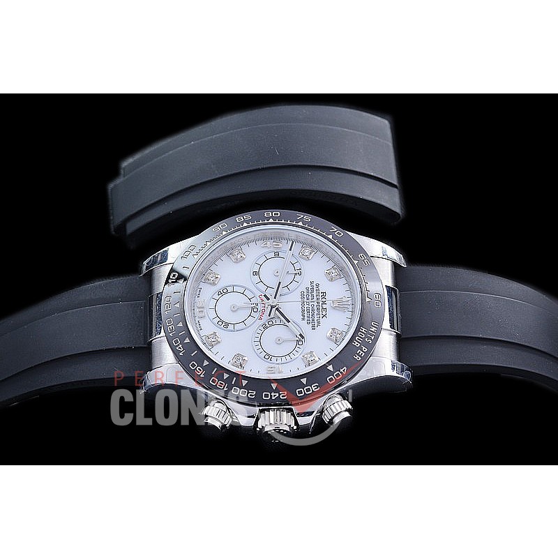 0 0 0 RLDS-4130-876R QF 904L Steel Daytona 116519LN SS/CER/RU White Diamonds 4130 Superclone
