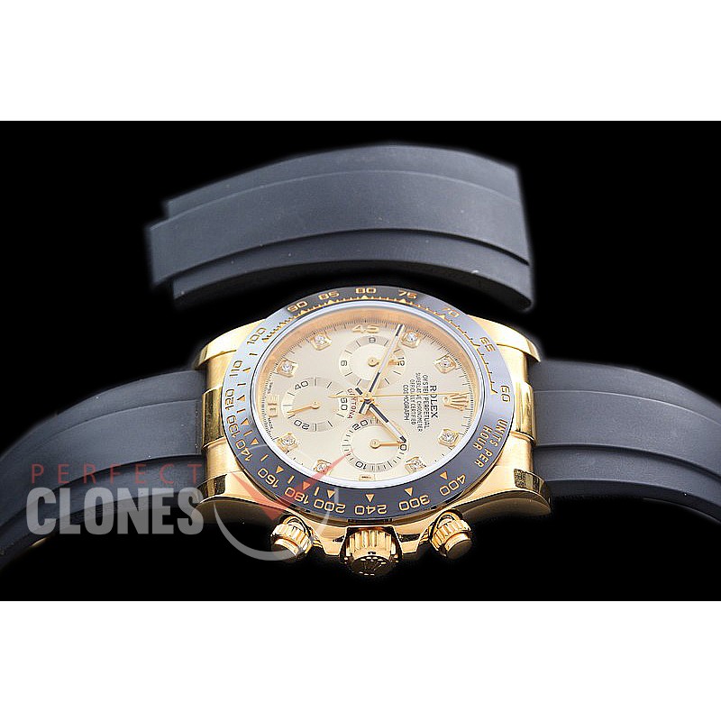 0 0 0 RLDF-4130-870R QF 904L Steel Daytona 116518LN YG/CER/RU Silver Diamonds 4130 Superclone - 72 Hours Power Reserve 