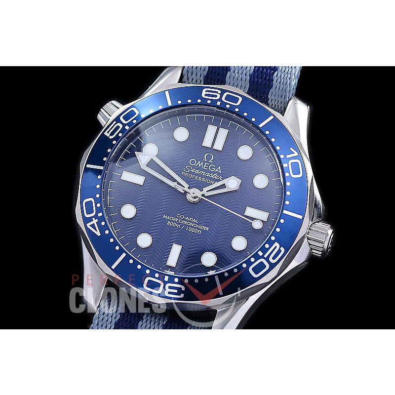OM300M-60-101N Seamster Diver 300M Professional James Bond 60th Anniversary SS/NT Blue A-2813 